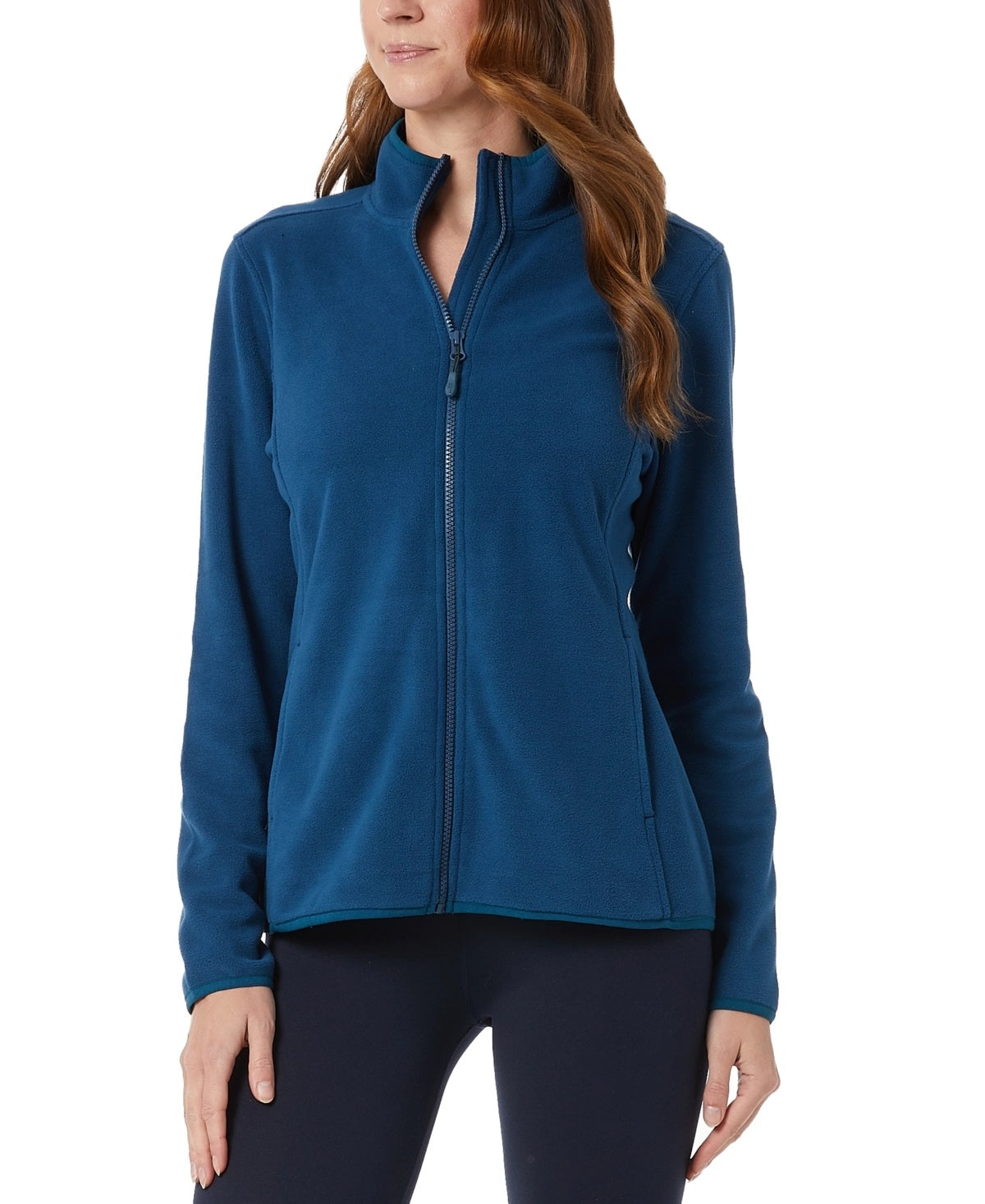 32 Degrees Moletom Feminino Fleece Gola Simulada com Zíper e Manga Longa Azul Tamanho XXL