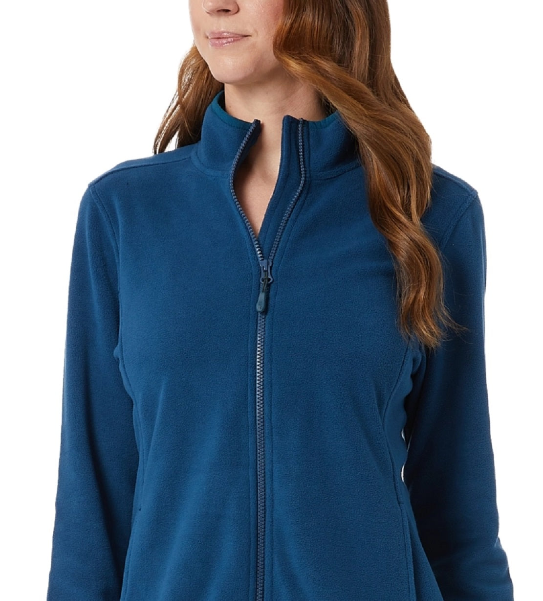 32 Degrees Moletom Feminino Fleece Gola Simulada com Zíper e Manga Longa Azul Tamanho XXL