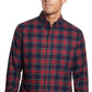 Camisa de flanela xadrez xadrez masculina vintage à prova de intempéries, azul, tamanho pequeno