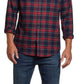 Camisa de flanela xadrez xadrez masculina vintage à prova de intempéries, azul, tamanho pequeno
