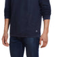Suéter texturizado Stonewash vintage masculino à prova de intempéries, azul, tamanho médio