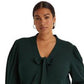 Suéter Ralph Lauren Feminino de Algodão Misto com Manga Bufante Verde Tamanho 2X