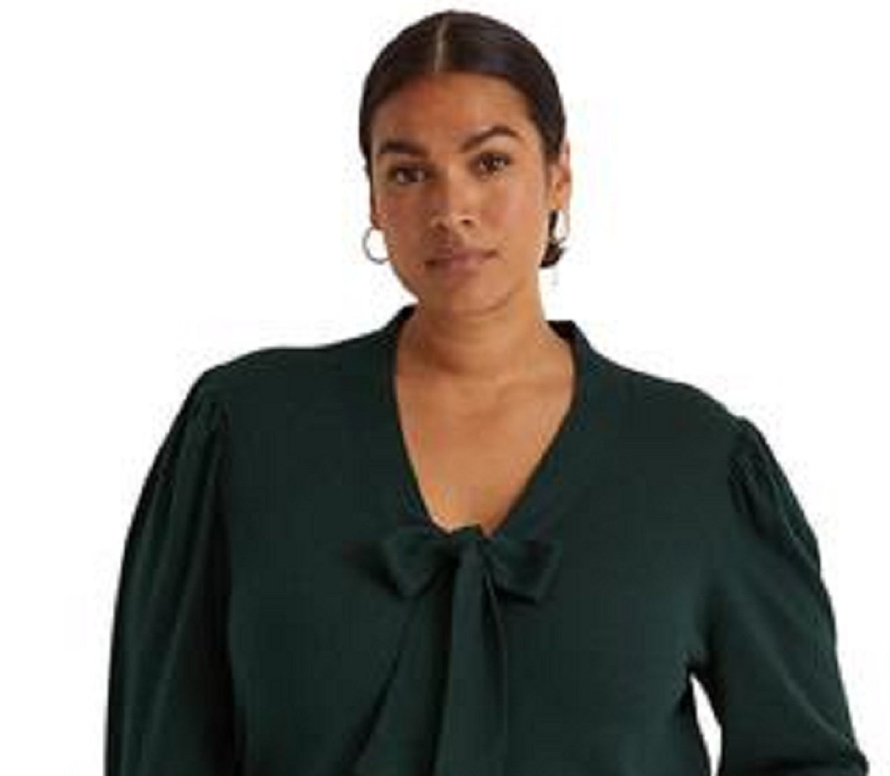 Suéter Ralph Lauren Feminino de Algodão Misto com Manga Bufante Verde Tamanho 2X