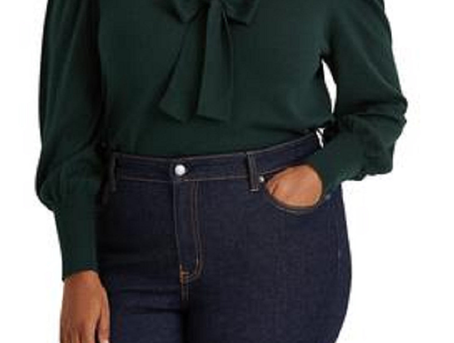 Suéter Ralph Lauren Feminino de Algodão Misto com Manga Bufante Verde Tamanho 2X