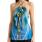 Top Halter sem mangas estampado feminino Ralph Lauren, azul, tamanho 10