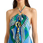 Top Halter sem mangas estampado feminino Ralph Lauren, azul, tamanho 10