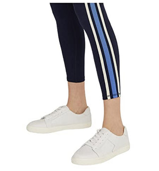 Calça legging cropped Ralph Lauren feminina listrada elástica azul tamanho X-S