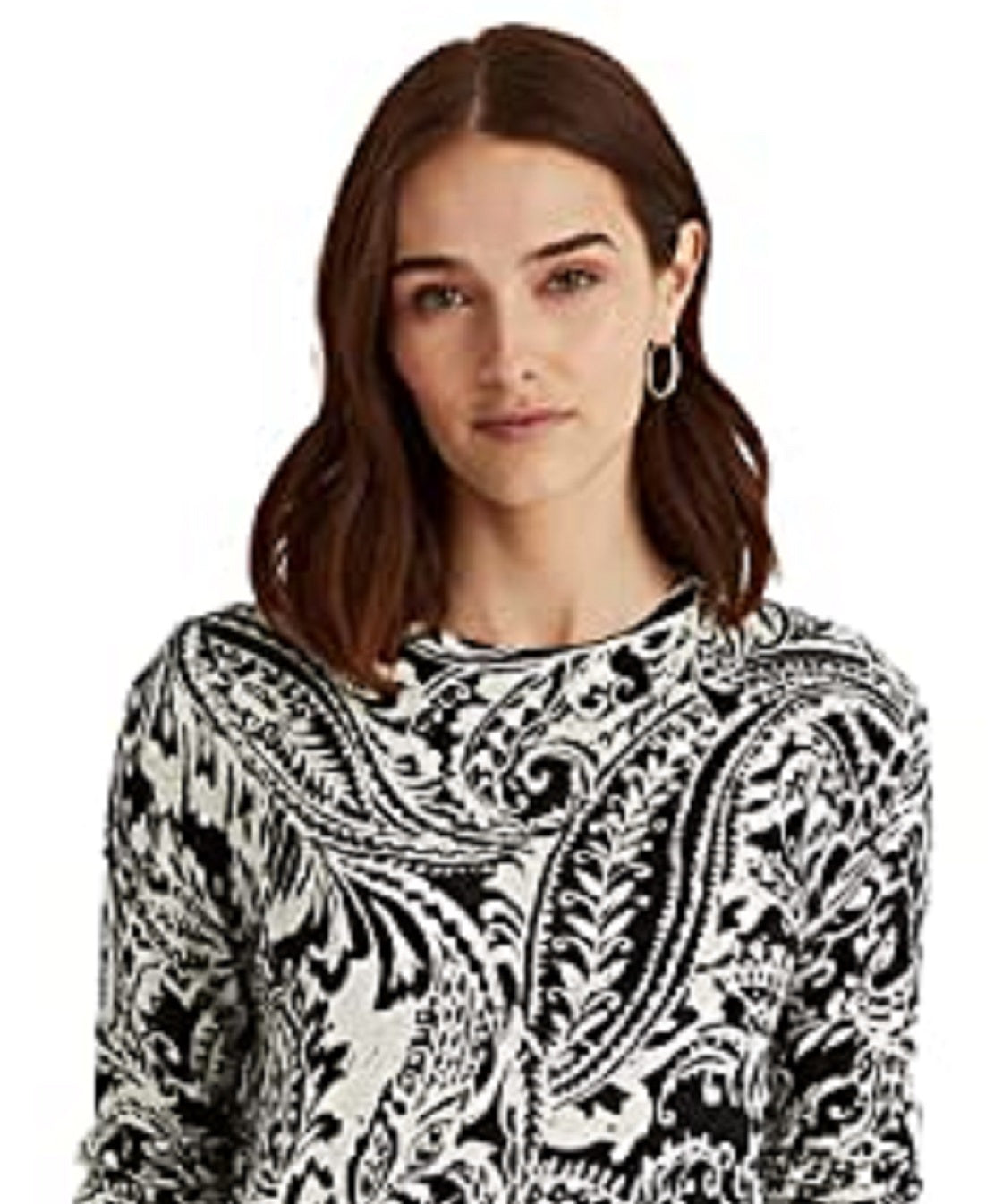 Suéter Ralph Lauren Feminino Paisley Gola Redonda Preto Tamanho Grande