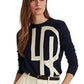 Suéter Ralph Lauren Feminino com Logo em Algodão e Mistura de Algodão Azul Tamanho X-G