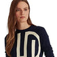 Suéter Ralph Lauren Feminino com Logo em Algodão e Mistura de Algodão Azul Tamanho X-G