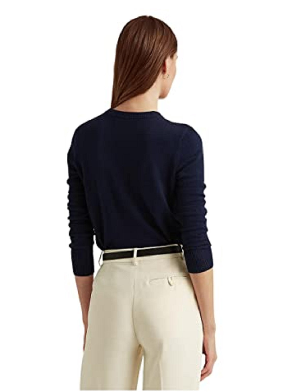Suéter Ralph Lauren Feminino com Logo em Algodão e Mistura de Algodão Azul Tamanho X-G