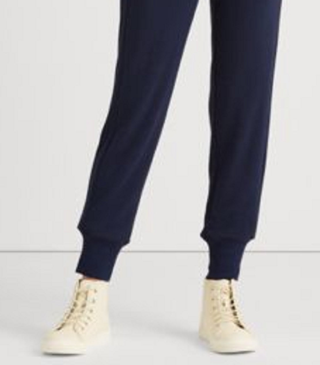 Calça jogger feminina Ralph Lauren de malha azul, tamanho médio