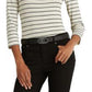 Blusa feminina Ralph Lauren listrada de algodão elástico, preta, tamanho extragrande