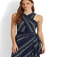 Vestido Halter Ralph Lauren Feminino Listrado Crinkle Georgette Azul Tamanho 4