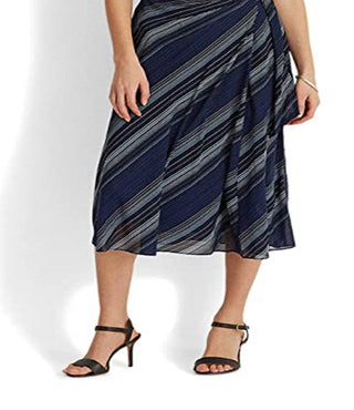 Vestido Halter Ralph Lauren Feminino Listrado Crinkle Georgette Azul Tamanho 4