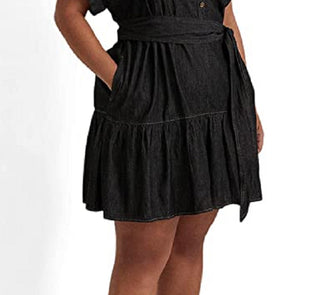 Camisa jeans feminina Ralph Lauren manga curta preta tamanho 20W