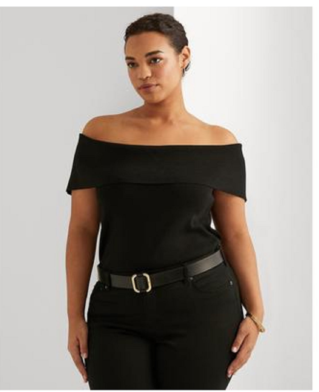 Suéter Ralph Lauren feminino ombro a ombro preto tamanho 2X