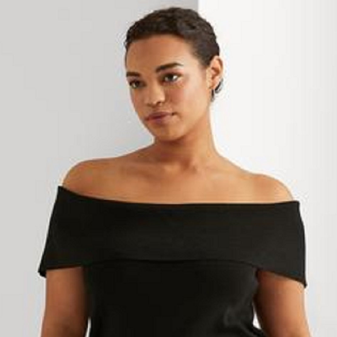 Suéter Ralph Lauren feminino ombro a ombro preto tamanho 2X