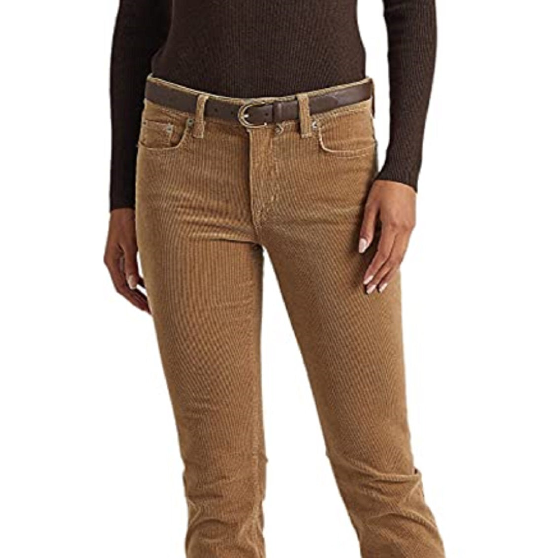Calça Ralph Lauren Feminina Veludo Cotelê Cintura Média Reta Marrom Tamanho 10