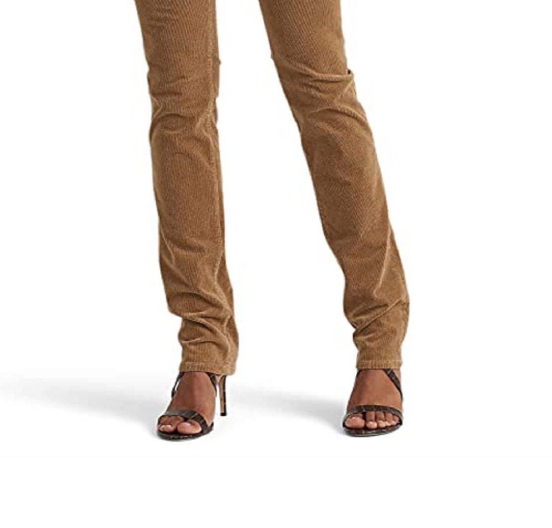 Calça Ralph Lauren Feminina Veludo Cotelê Cintura Média Reta Marrom Tamanho 10