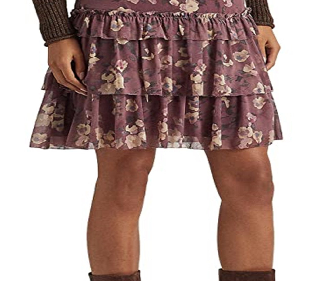 Ralph Lauren Minissaia Floral Crinkle Georgette Feminina Roxa Tamanho 12