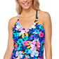 Island Escape Tankini Top Feminino com Aro e Costas em T, Preto, Tamanho 6