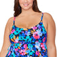 Top tankini com aro e estampa floral feminino Island Escape, preto