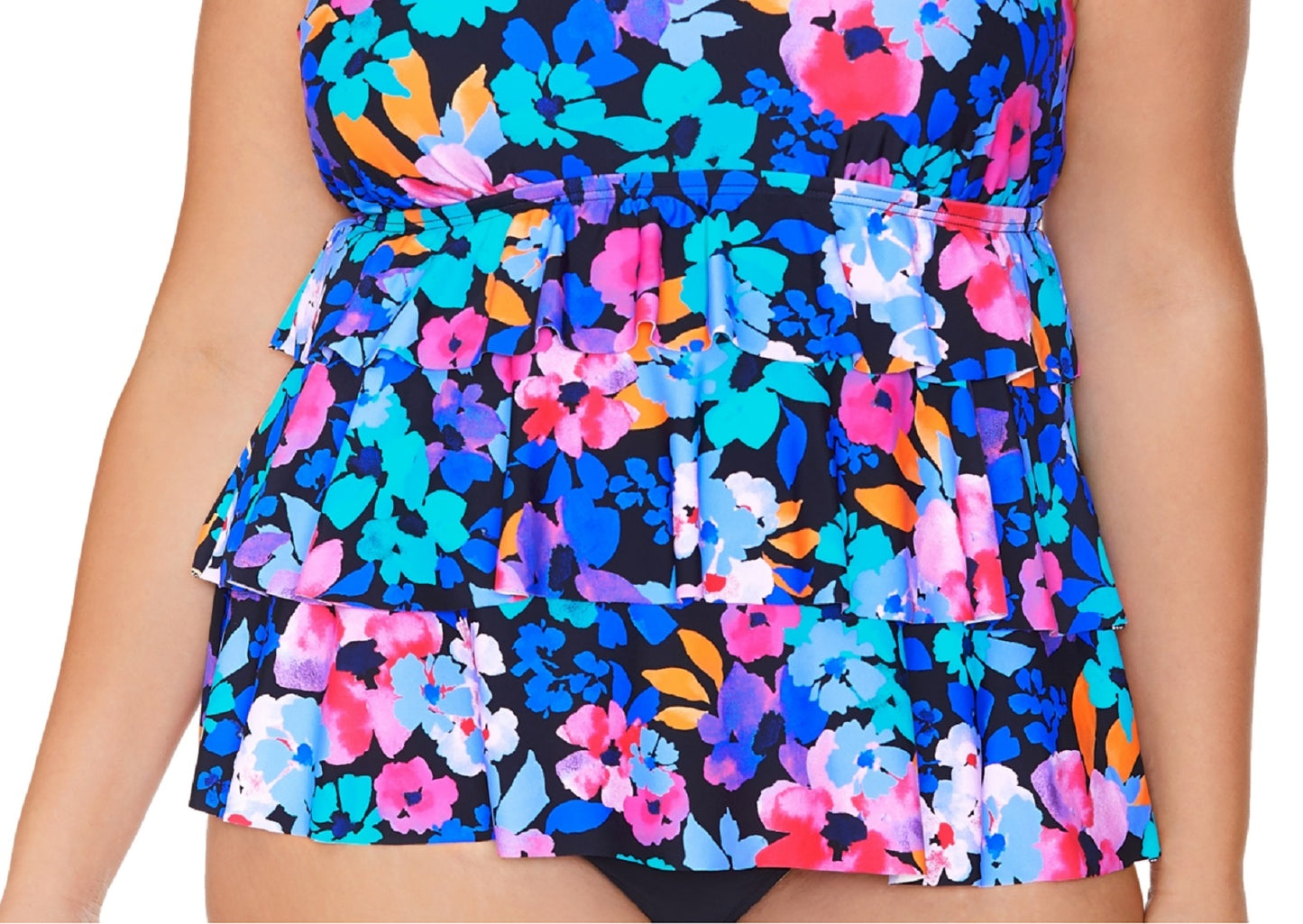 Top tankini com aro e estampa floral feminino Island Escape, preto