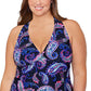 Top tankini com aro e estampa paisley plus size feminino Island Escape, preto