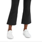 Calça feminina de couro com cinco bolsos, preta, tamanho 0
