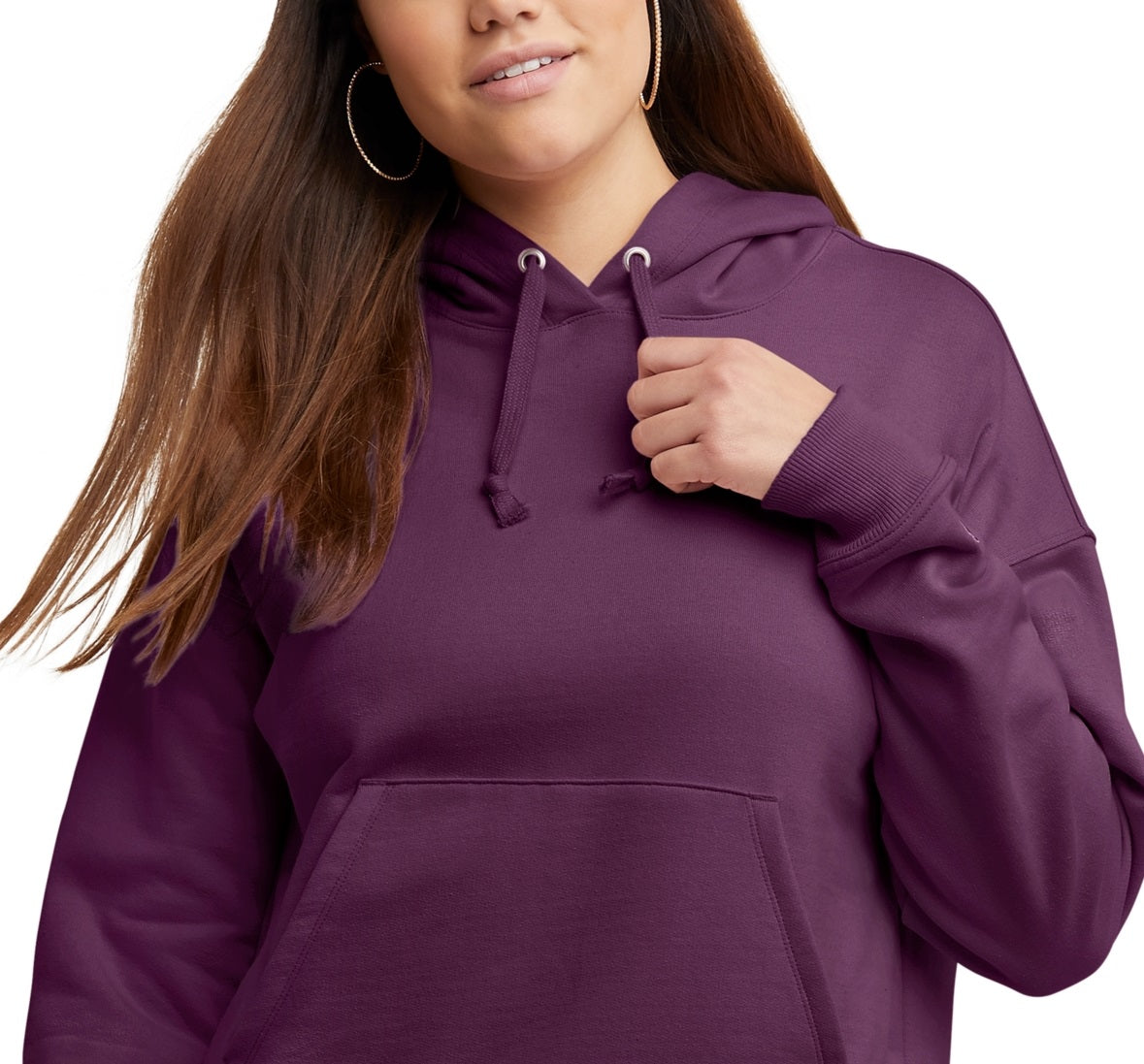 Moletom com capuz Champion Powerblend Fleece feminino, roxo, tamanho X-S