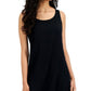 Vestido curto feminino Eileen Fisher com decote redondo, preto, tamanho XX-S