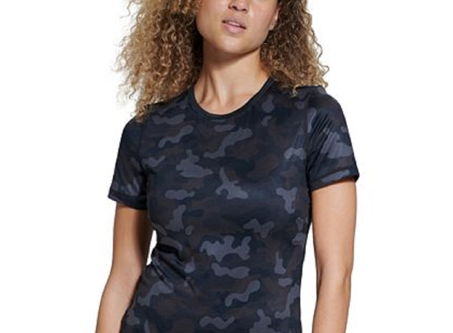 Camiseta básica feminina Bass Outdoor Camo Cross Performance, preta, tamanho médio