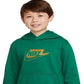 Moletom com capuz Nike Boy's Club Fleece, verde, tamanho grande