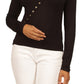 Blusa de malha assimétrica com botões frontais Michael Kors feminina, preta, tamanho grande
