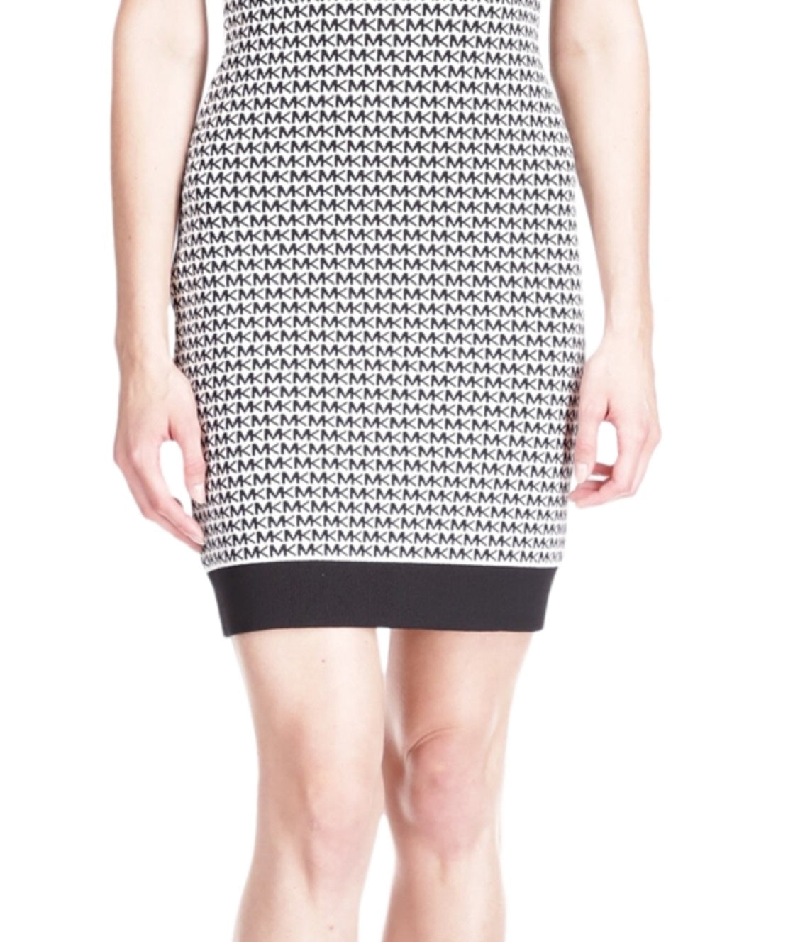 Vestido curto feminino com estampa de logotipo Michael Kors, branco, tamanho médio