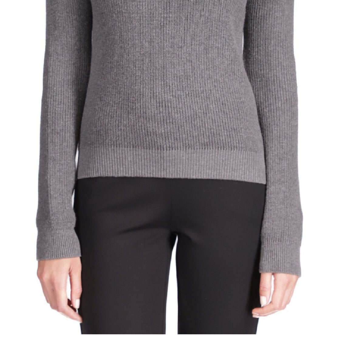 Suéter feminino Michael Kors Shaker Knit com zíper, cinza, tamanho pequeno