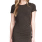 Vestido midi metálico franzido feminino Michael Kors, preto, tamanho grande