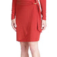 Vestido camiseta Michael Kors feminino metálico com estampa de imitação, vermelho, tamanho pequeno