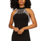 Vestido justo com franjas e strass feminino Michael Kors, preto, tamanho pequeno