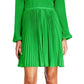 Vestido plissado com decote em V Michael Kors feminino, verde, tamanho grande