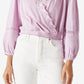 Blusa feminina Lucky Brand de algodão sintético com ilhós, roxa, tamanho X-S