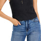 Camiseta regata feminina Waffle Boy Henley da Lucky Brand, preta