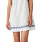 Lucky Brand Minivestido feminino bordado de algodão e linho, branco, tamanho médio