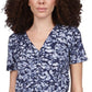 Blusa franzida com estampa tingida Michael Kors feminina, azul, tamanho pequeno, extragrande