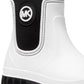 Botas de chuva femininas Michael Kors Tucker Pull On, brancas, tamanho 7