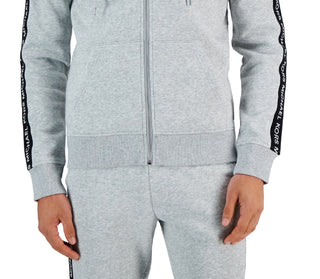 Moletom com capuz masculino Michael Kors com fita de logotipo cinza, tamanho XX-G