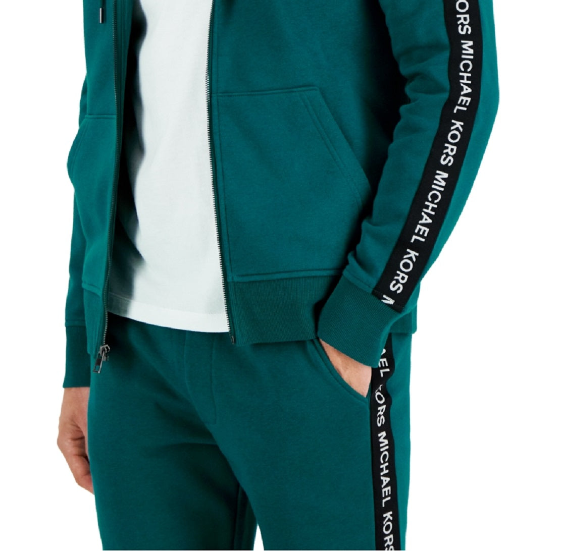 Moletom com capuz masculino Michael Kors com fita de logotipo verde, tamanho médio