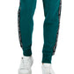 Calça de moletom masculina Michael Kors Slim Fit com logo e fita verde, tamanho médio