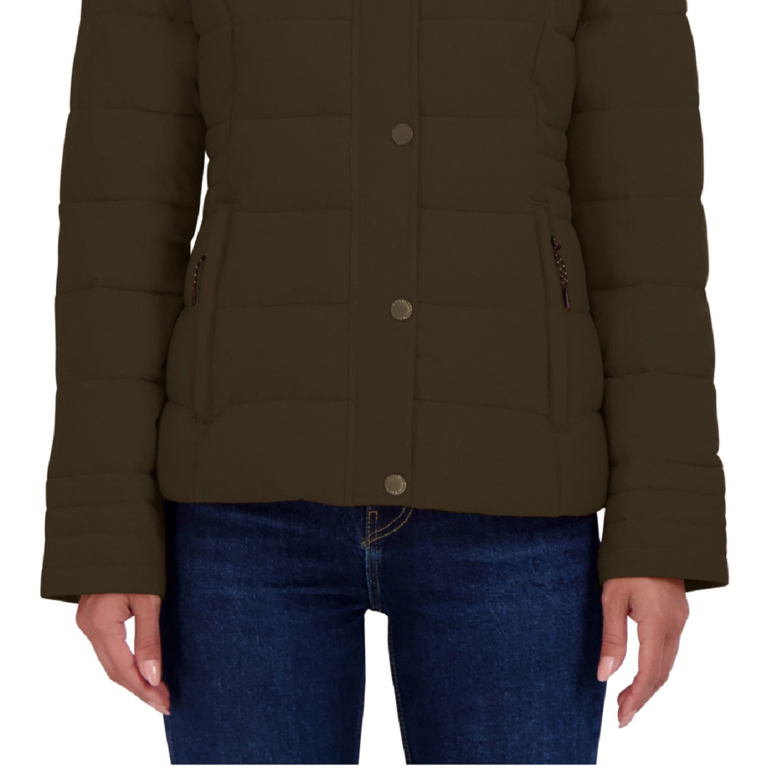 Casaco acolchoado com capuz e dobrável Nautica feminino, verde, tamanho extragrande